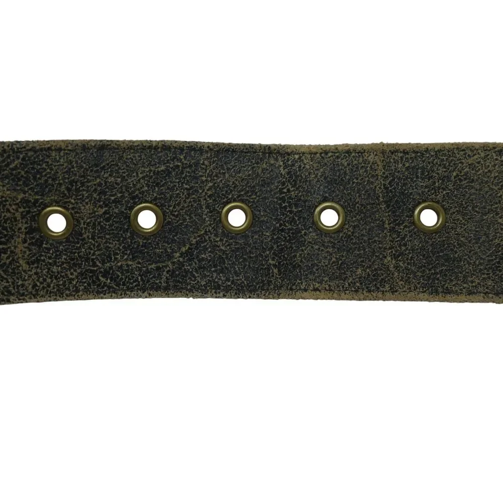 Raina Design Brown Leather Brass Studded Boho Festival Belt